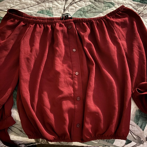 Tops - Off-Shoulder Red Blouse